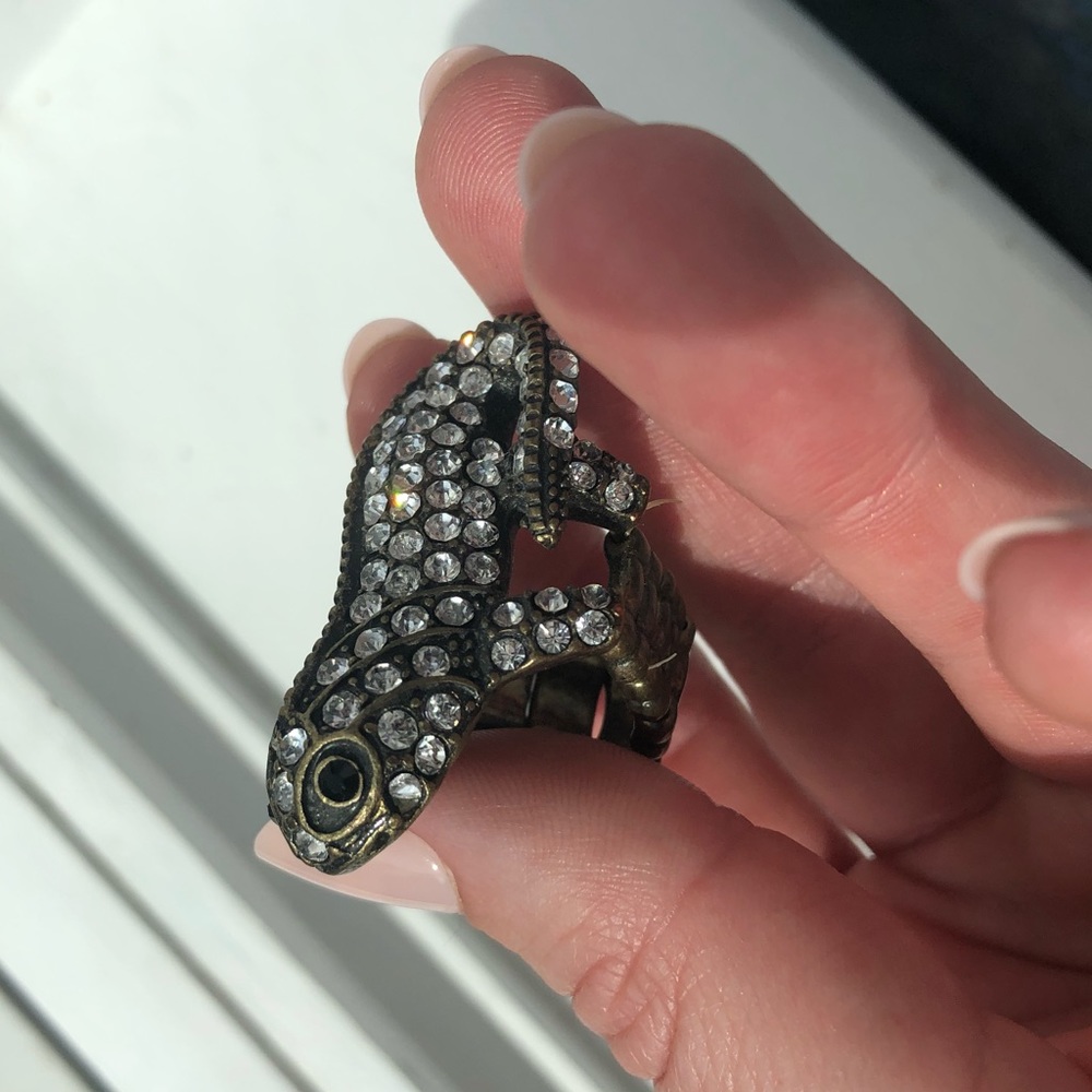Rhinestone Studded Lizard Ring